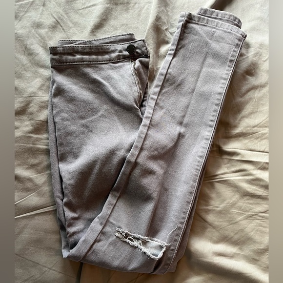 Grey Distressed Skinny Jeans - Picture 1 of 2